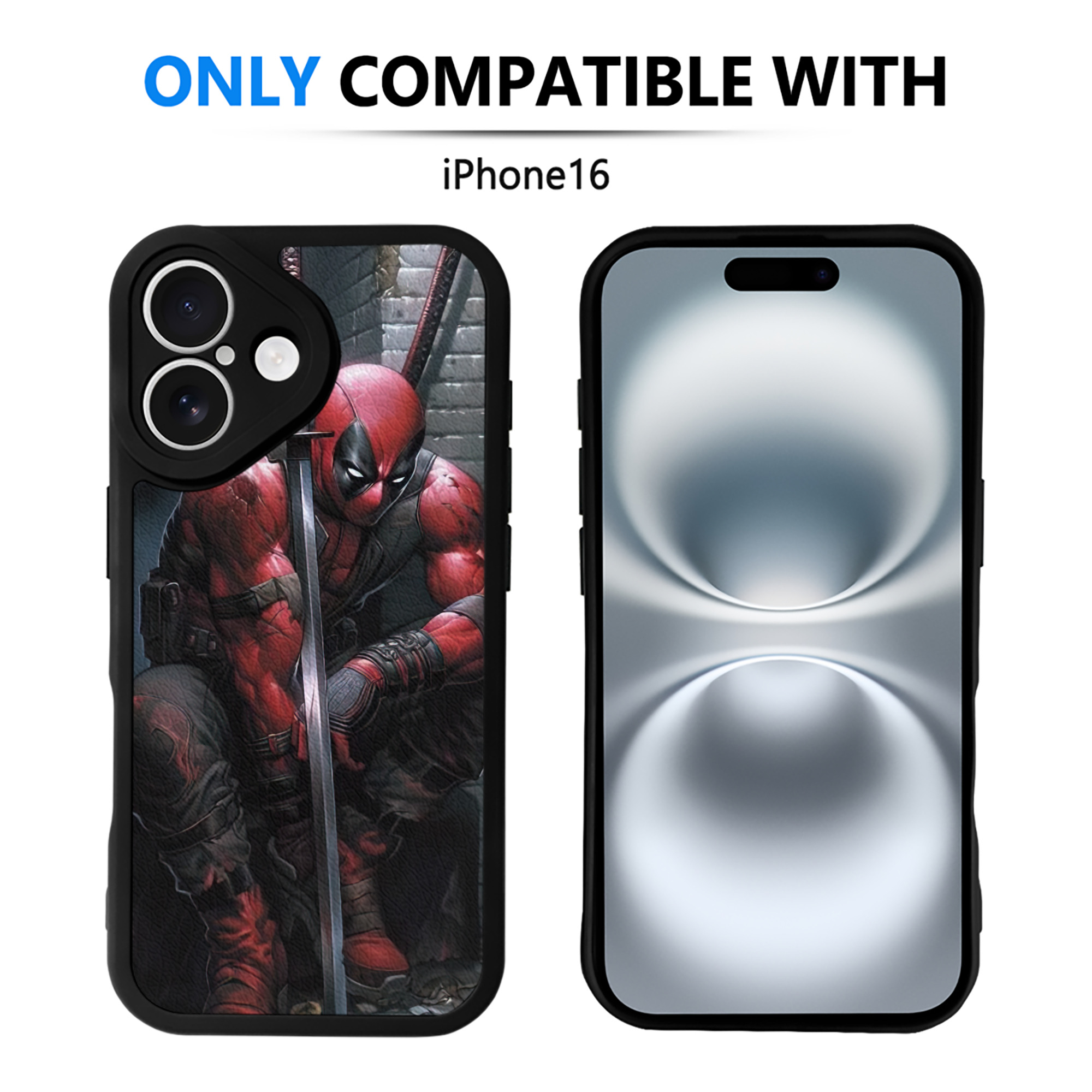 （画像用） Deadpool デッドプール 【iPhone 16シリーズ対応】シリコンスマホケース（レザー調） 材質：シリコン